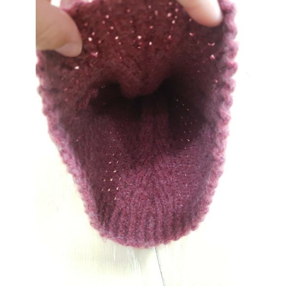 Raspberry Red Wool Knit Fisherman Style Beanie Skull Cap Knit Winter - Picture 7 of 7